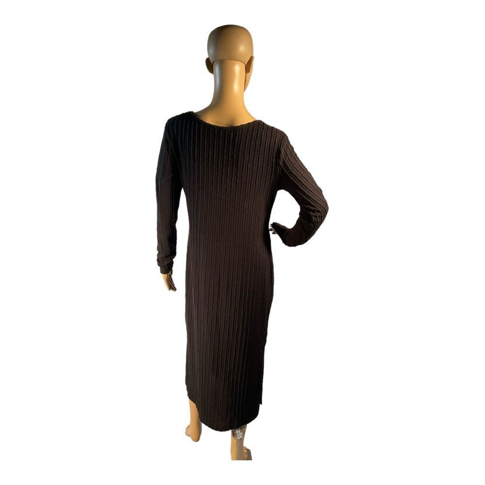 Ekouaer Women’s Black Dress Rib Knit Long Sleeve Side Slit Bodycon Dress SIZE M - Picture 5 of 12